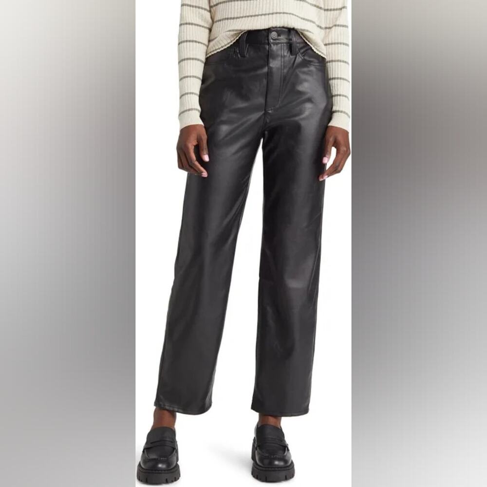 🦒 Madewell The Perfect Vintage Straight Jean Faux Leather 33 Tall